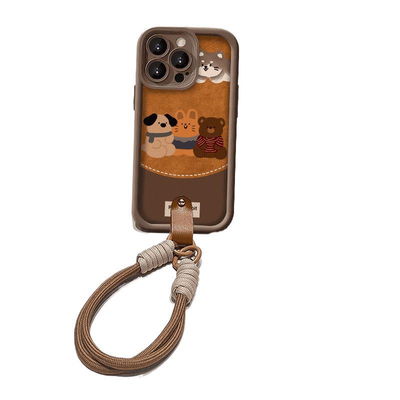 The Row Sitting Cartoon Phone Case Is Suitable for IPhone16promax  IPhone 15 Protection 14 Cute  13 Creative Lanyard