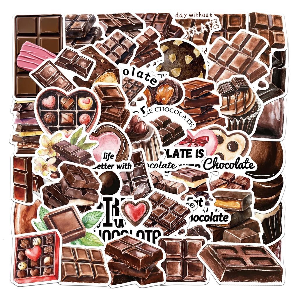 50PCS Chocolate Stickers Exquisite Handheld Materials Phone Cases Laptop Suitcases Water Cups Waterproof Stickers