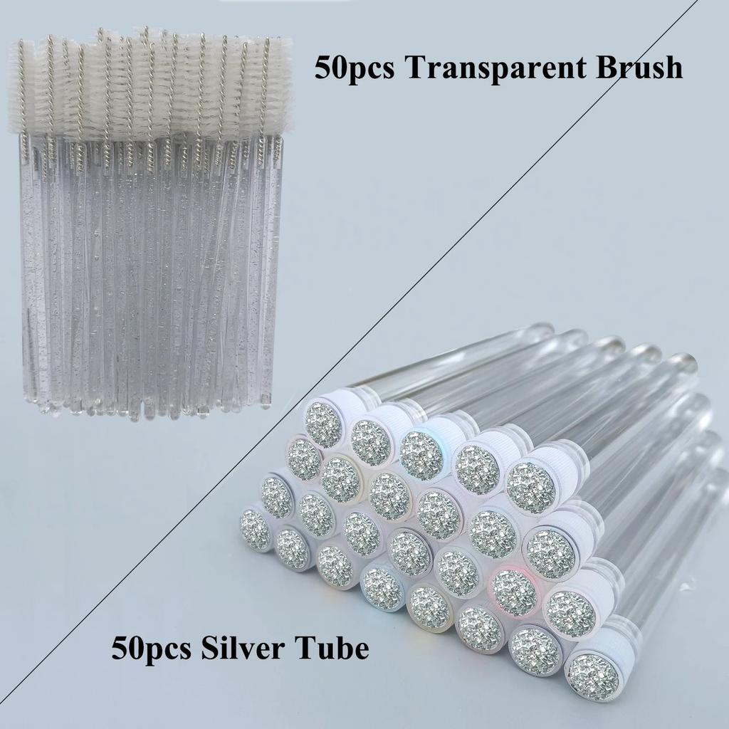 50pcs Reusable Eyelashes Brush Tube for Eyelash Extension EyeLash Brushes Disposable Mascara Wands Eyebrow Brush Applicator