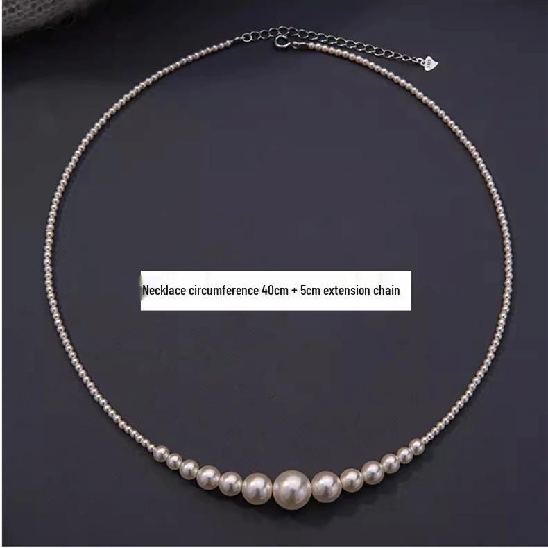 Pearl Gradient Clavicle Necklace - Women's Fashionable French Bead Jewelry