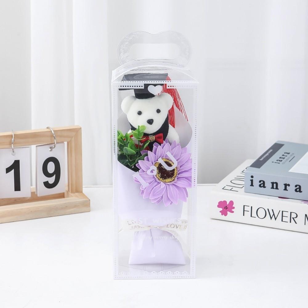 Cartoon Sunflower Graduation Bouquet Graduation Bouquet Decoration Lovely Bear Bouquet Mini Sunflower Bouquet Teacher s Day фиолетовый