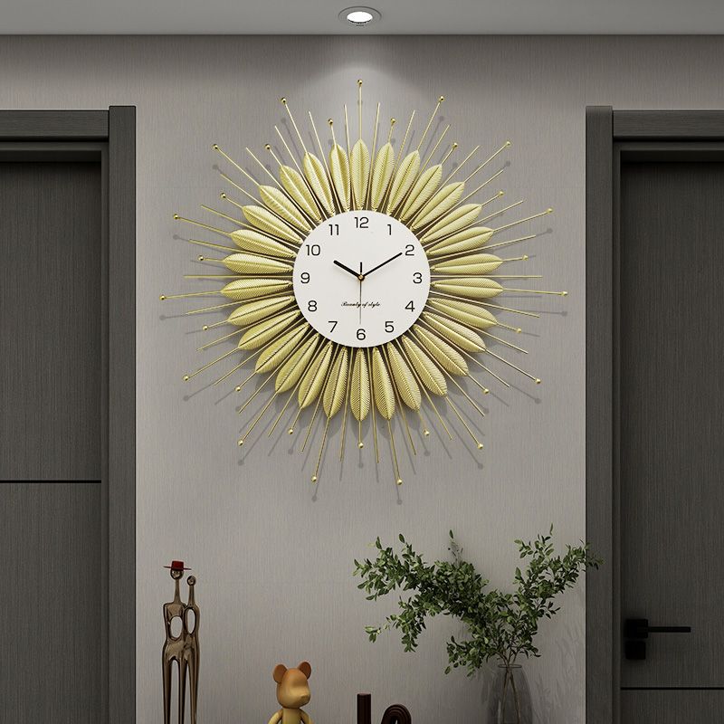Metal Hang Clocks Retro Wall Clock Living Room Modern Luxury Silent Watch Household Mechanical Watches Decoration Accessories