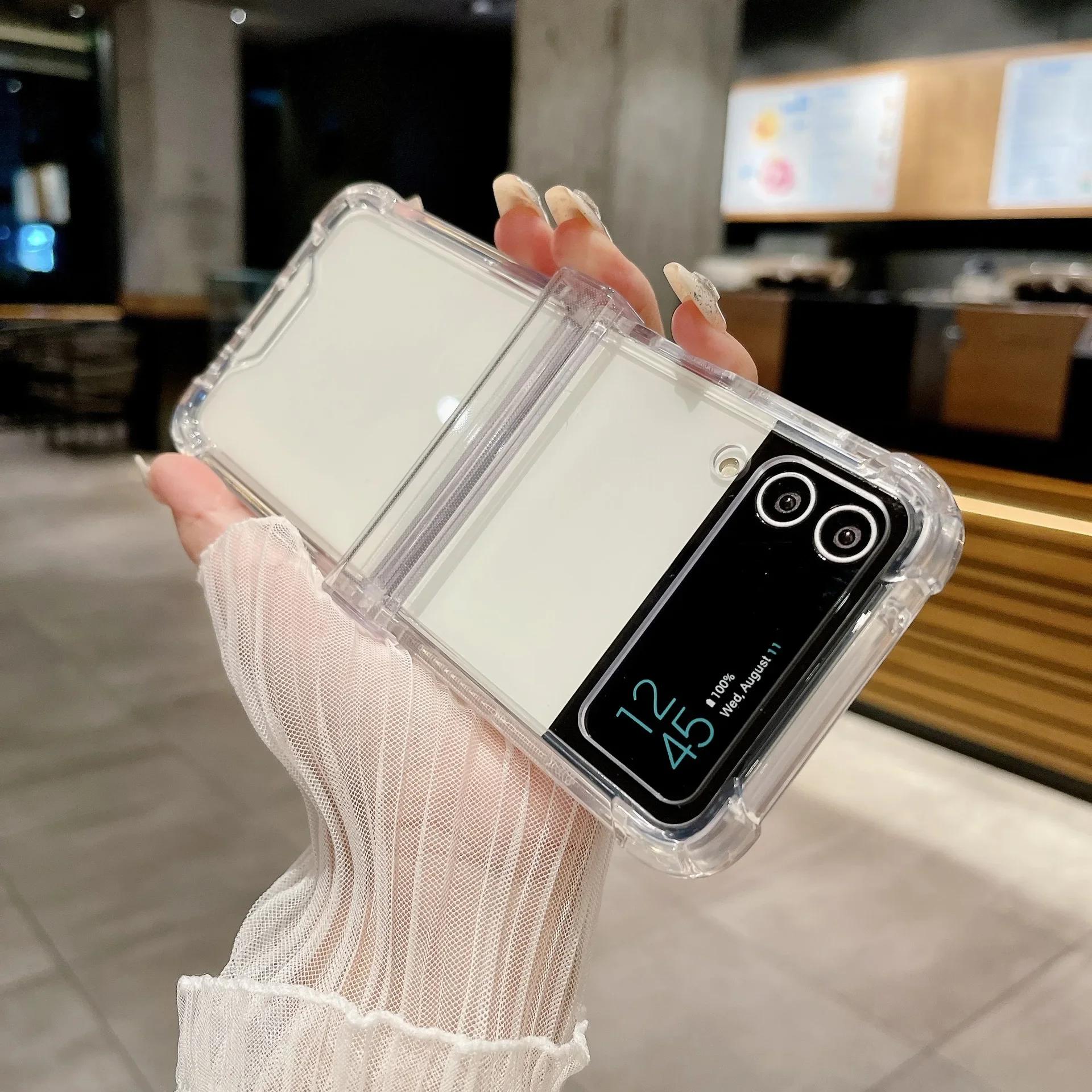 

Transparent Clear Hinge Protection Phone Case For Samsung Galaxy Z Flip 7 6 5 4 3 5G Flip6 Flip5 Flip4 Flip7 Hard Plastic Cover Galaxy Z Flip 7 чистий
