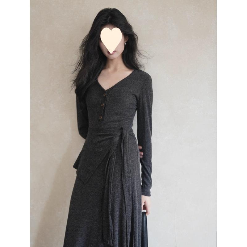 Temperament high-end long-sleeved dress, children s early autumn new high-end waist and thin dress S