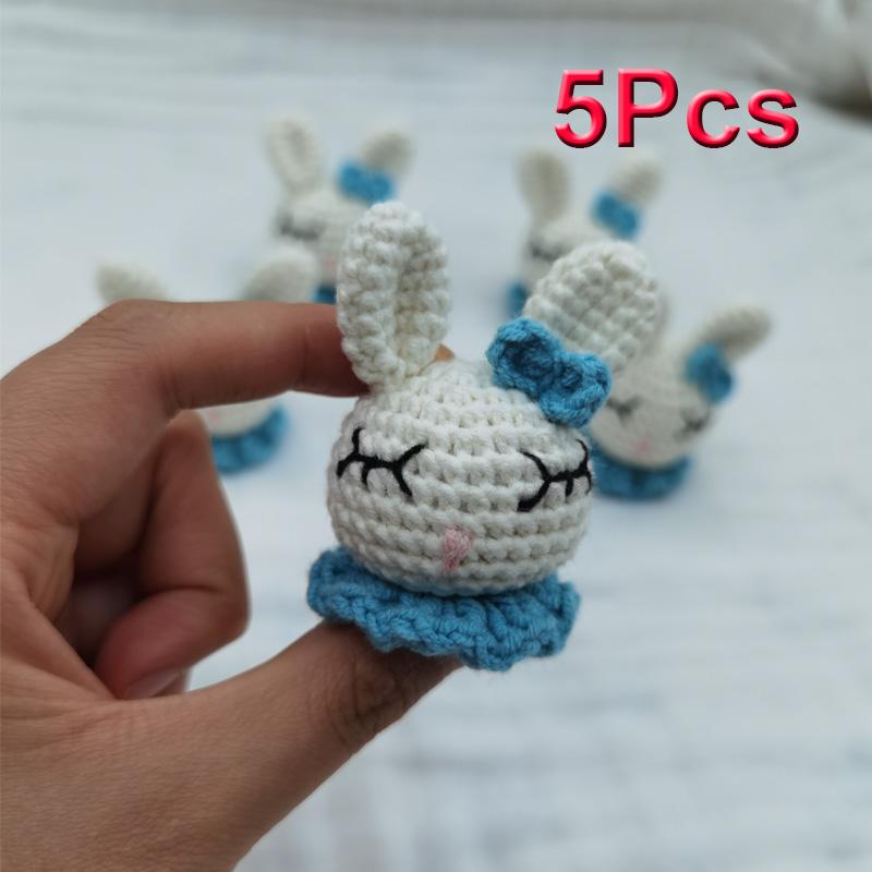 5pc Crochet Beads Animal Rabbit  Chewable Beads DIY Wooden Teething Knitting Beads Jewelry Crib Sensory Toy Baby Teether
