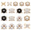Flower Scarf Ring Faux Pearl Rose Camellia Silk Scarf Clip Elegant Floral Slide Buckle for Silk Scarves T-shirt Shawl