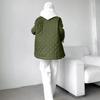 Thickened Warm Cotton Coat Women Long Loose Button Down Lapel Diamond Pattern All Season