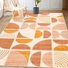 Boho Area Rug – Modern Abstract Orange Non-Slip Carpet, Soft Washable Floor Mat for Bedroom Living Room Bedside Decor