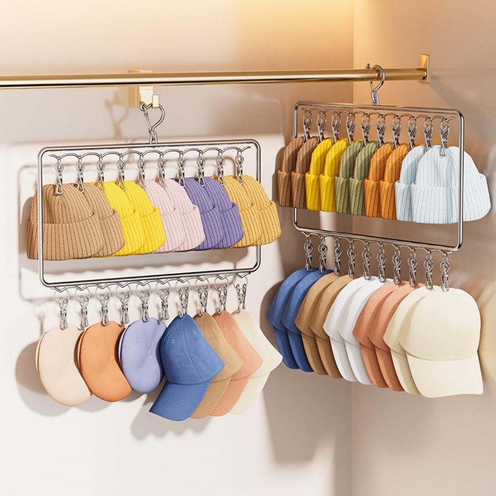

Multi-Layer Clip Rack Stainless Steel Laundry Hanger Quality Windproof Clothing Rack Socks Two Layers