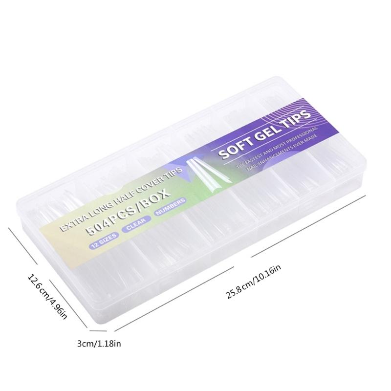 504x Clear Nail Tips for Acrylic Nails Extra Long Full Cover Tips Ballerinas False Nails Soft Gels Tips Nail Supplies