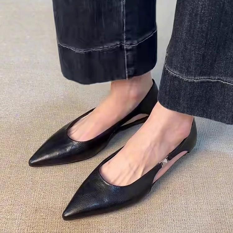 Sheepskin version~ Hollow flat heel pointed hollow small single shoes for women's spring and summer new shallow mouth beautiful single shoes for women