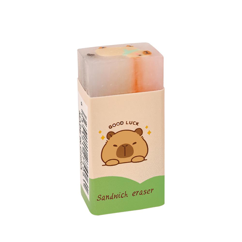 Kapibala Eraser Primary School Student Cartoon Sandwich Painting Eraser Cute Capybara False Debris Correction Pencil Rubber