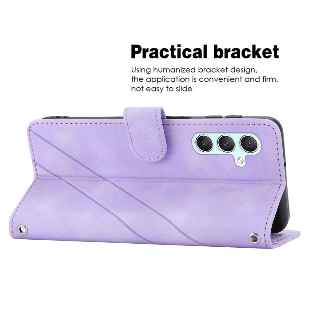 For Samsung Galaxy A17 5G/A26 5G Case Imprinted Line Leather Phone Cover with Handy Strap