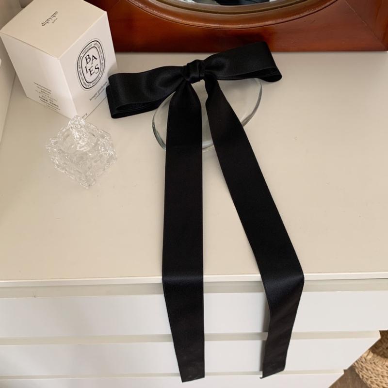 Elegant Bow Ribbon Hair Clip Fashion Simple Solid Satin Spring Clip Hairpin Retro Headband Girls Hair Accessories