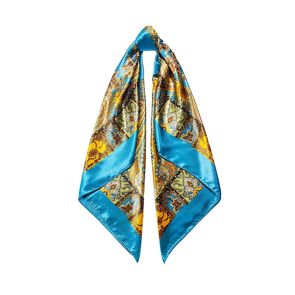 90cm Trendy Paisley Silk-Style Headscarf for Women - European American Design