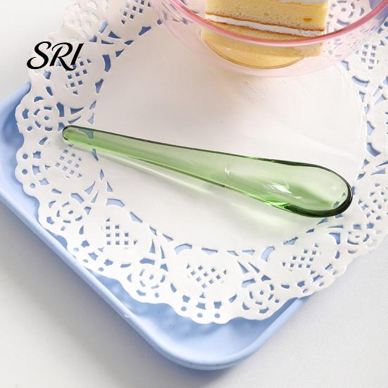 Durable Glass Spoon Handmade Colored for Coffee Milk Ergonomic Handle Stirring Bar Versatile Cooking Heat-Resistant Dishwasher Safe Artistic
