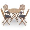 vidaXL 5 Pcs. Garden Dining Set with Cushions Foldable Bamboo