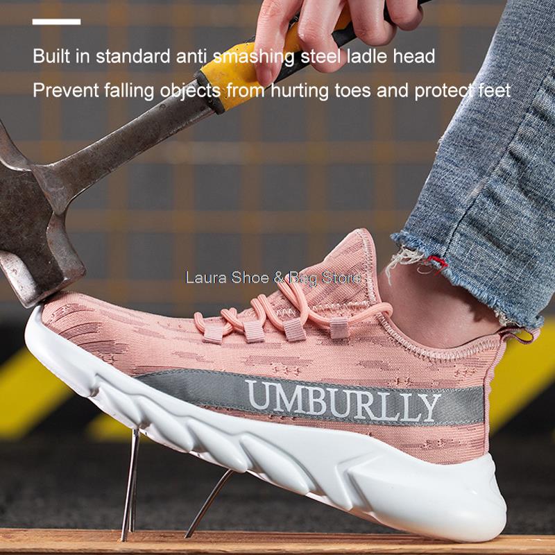 Sapatos de Segurança Femininos da Moda Novos Sapatos de Trabalho Leves com Biqueira de Aço Homem Mulher Botas de Segurança para Trabalho Calçado de Proteção para Construção Feminino