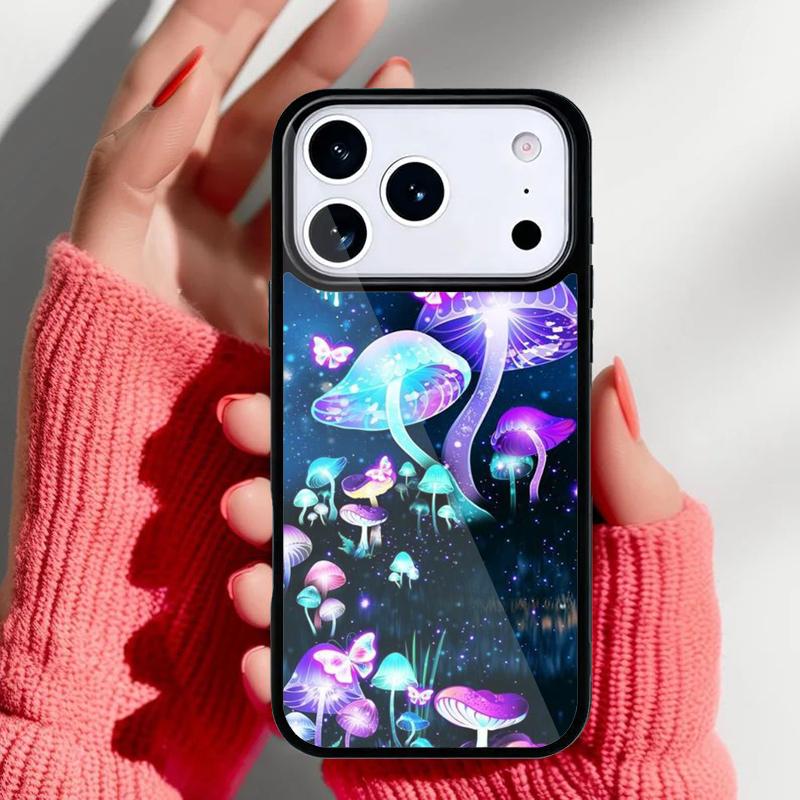 Beautiful Mushroom And Butterfly Phone Case for iPhone 17 16 15 14 13 Pro Max Back Cover for 12 11 Pro Coque