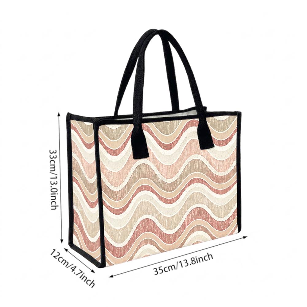 Wavy Striped Casual Tote Bag Fashion Large Capacity Daily Handbag