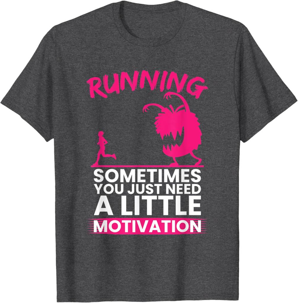 Running Monster Motivation Graphic Print Mens Cotton TShirt Casual Crew Neck Tee
