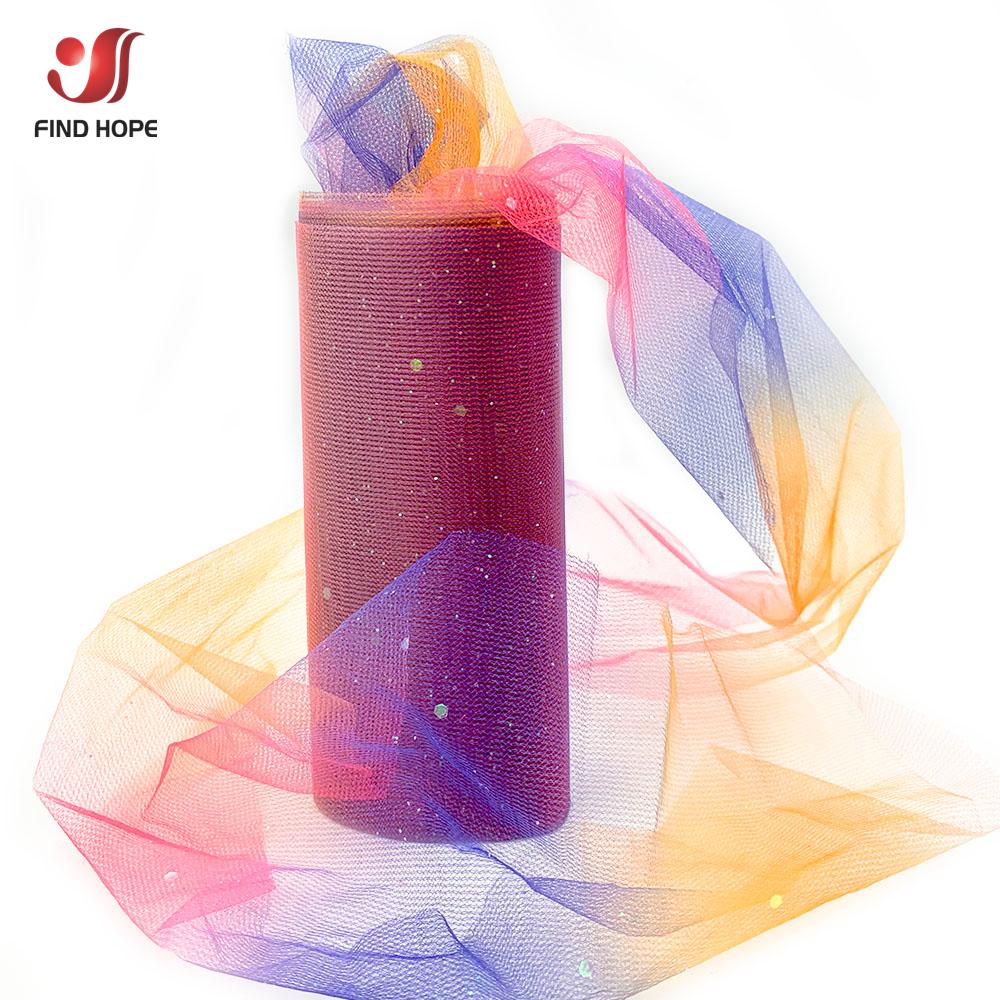 New Design Ombre Glitter Mesh Fabric - Shimmer Gradient Tulle for Bridal Accessories, Party Decor & DIY Costume Craft (10Yards)