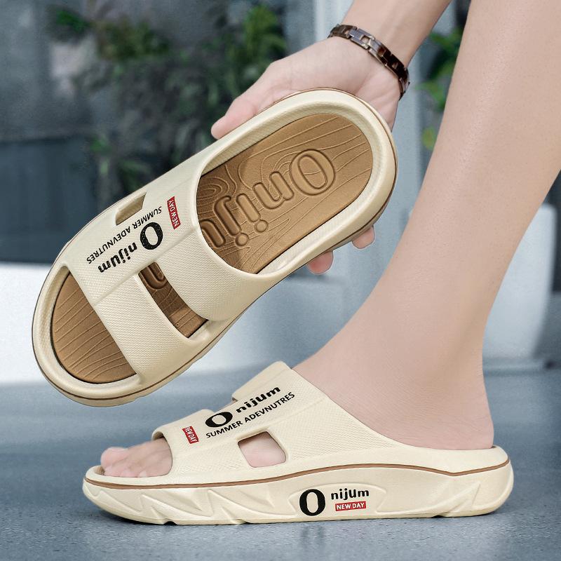 Slippers men's 2025 summer new men's non-slip thick bottom heightening home soft bottom comfortable couple fashion one-word drag