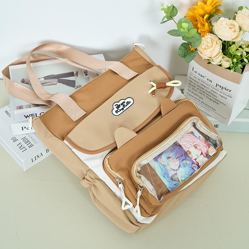 Popular New Large-capacity Shoulder Bag Simple Contrasting Color Messenger Tote Bag