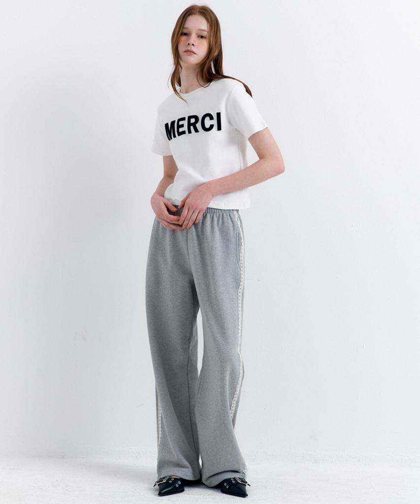 RAVEROUS Lace Line Track Pants Melange Grey