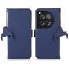 For OnePlus 12 5G Phone Case Genuine Cow Leather RFID Blocking Wallet