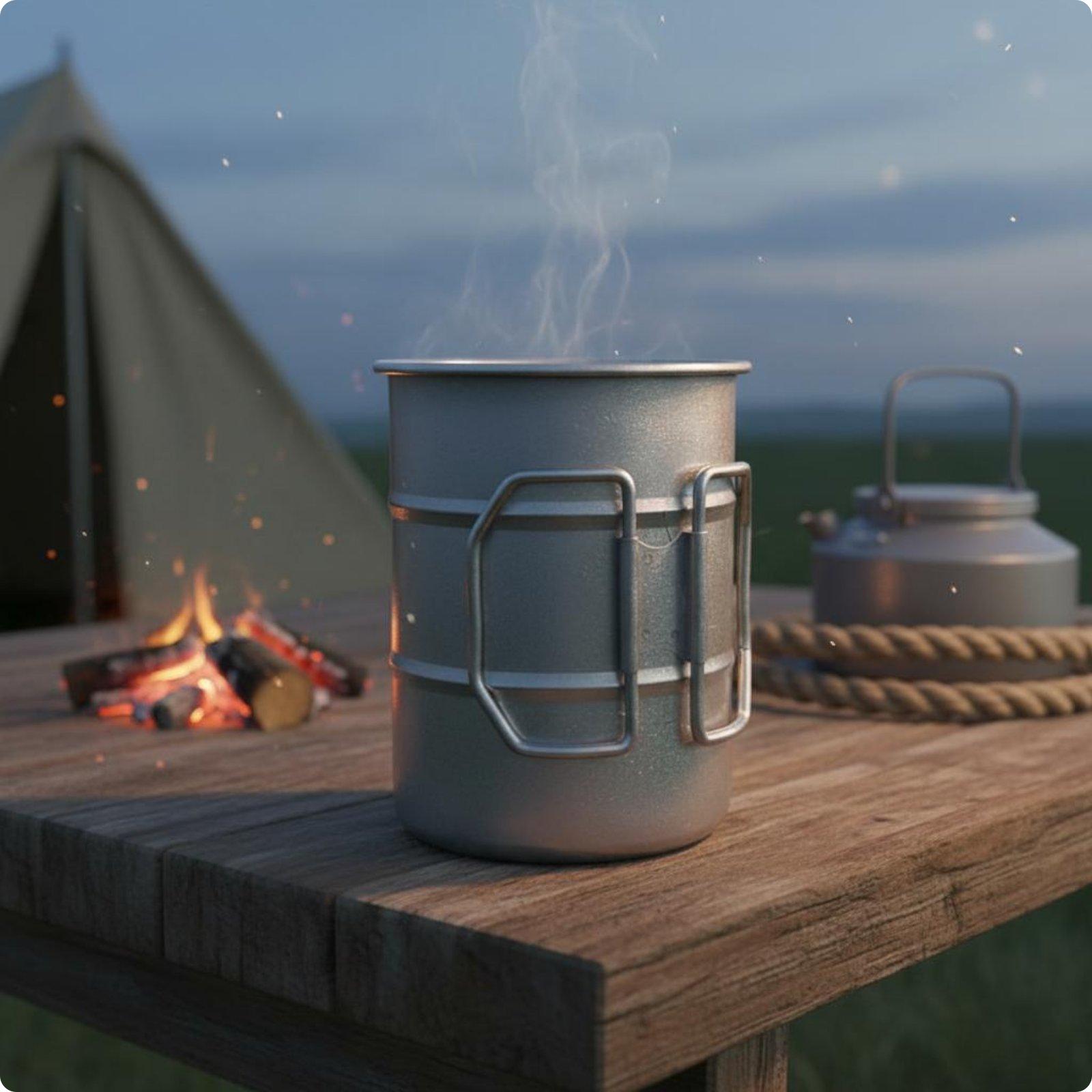Camp Mug with Handle Sturdy Stainless Steel Camping Cup Camping Cup Lightweight Drinkware Portable for Outdoor