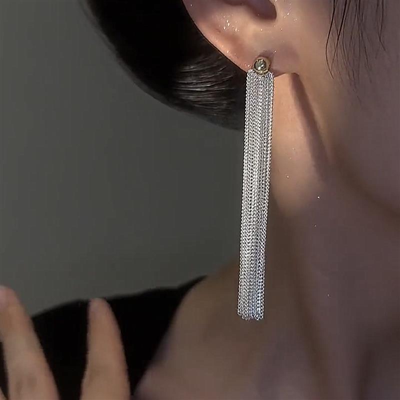 BF CLUB 925 Silver Earrings For Women Trendy Long Tassel Allergy Free Party Christmas Gift Jewelry