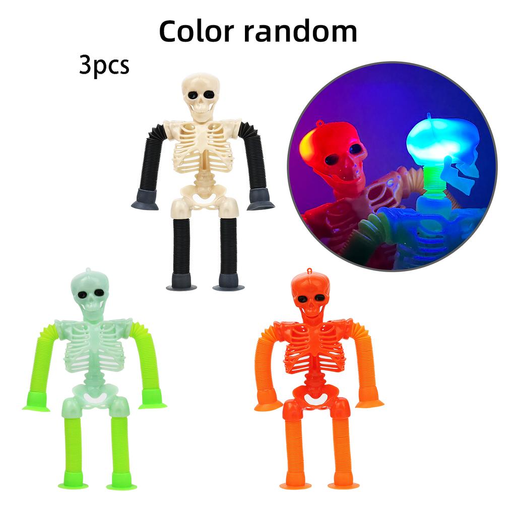 Versatile Telescopic Pull Tube Skeleton Halloween Decompression Toy Prank And Funny Skeleton Skeleton Color Random