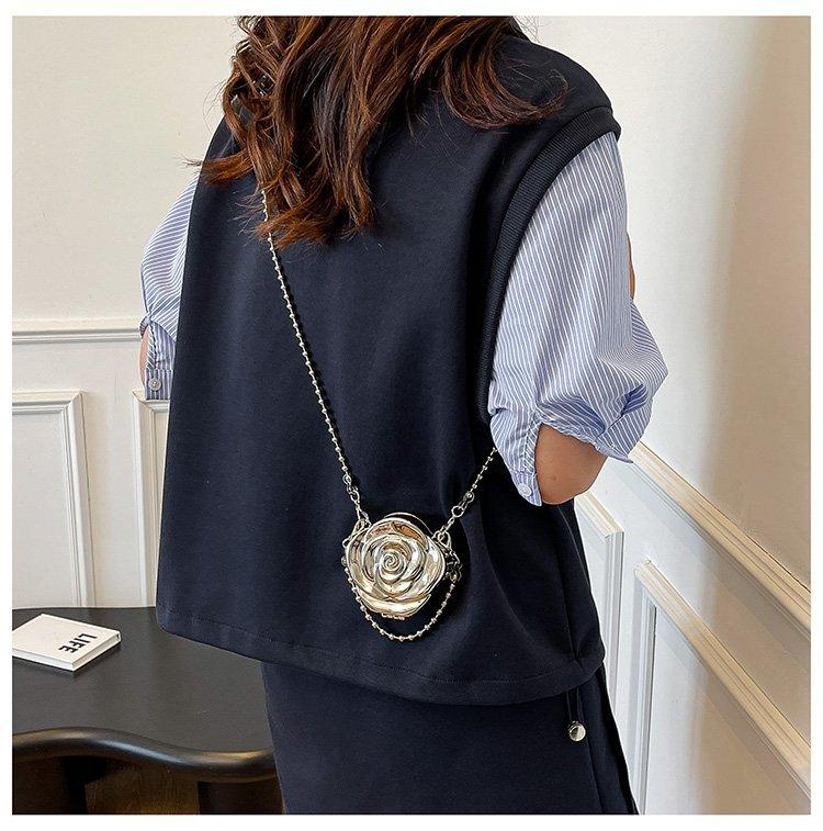 Acrylic Lipstick Bags For Wommen Shoulder Bag Fashionable Flower Shaped Elegant Handbags Beads Chain Shoulder Crossbody Party