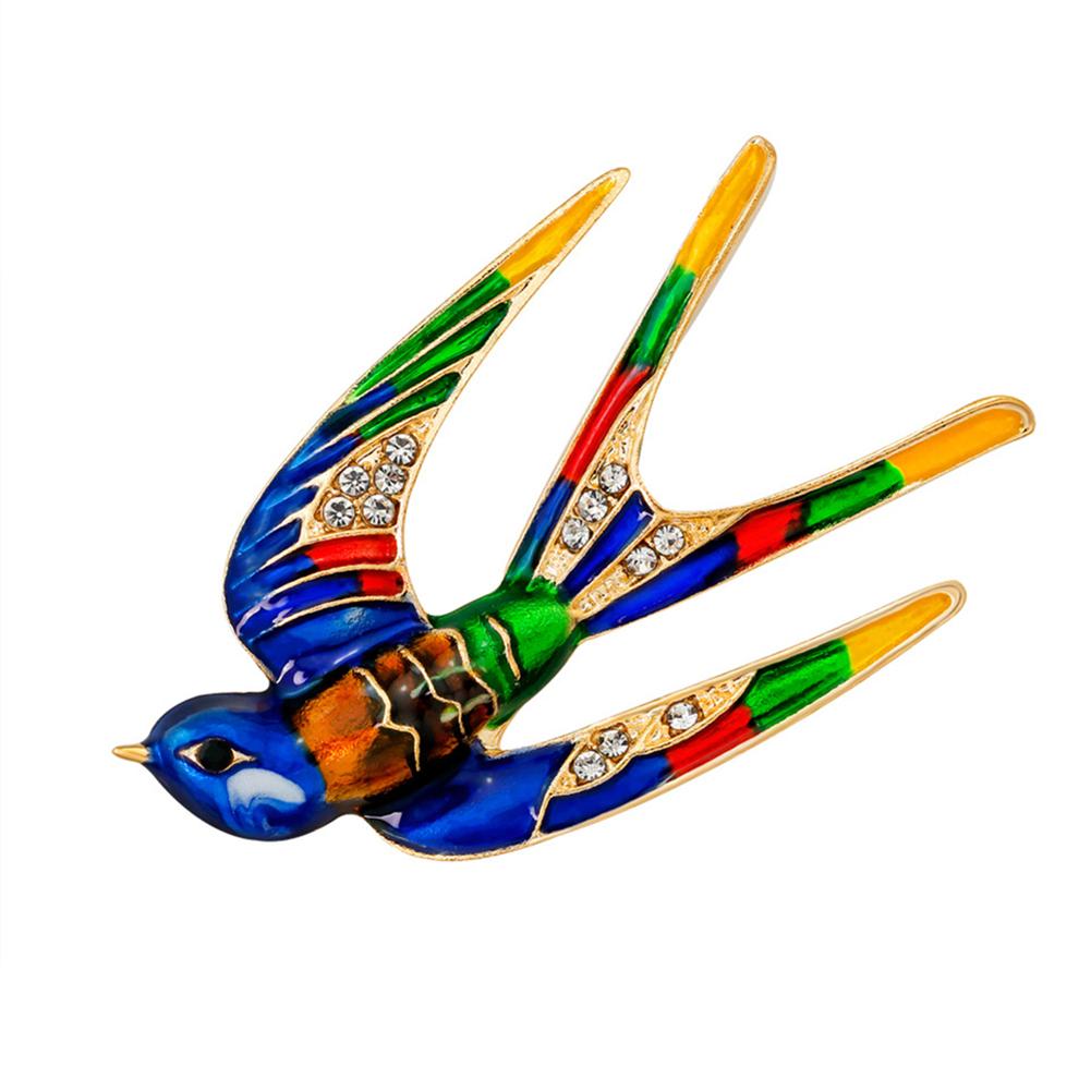 Women Alloy Colourful Swallow Brooch Cute Cartoon Corsage T-shirt Sweater Ornament Festival Birthday Gift