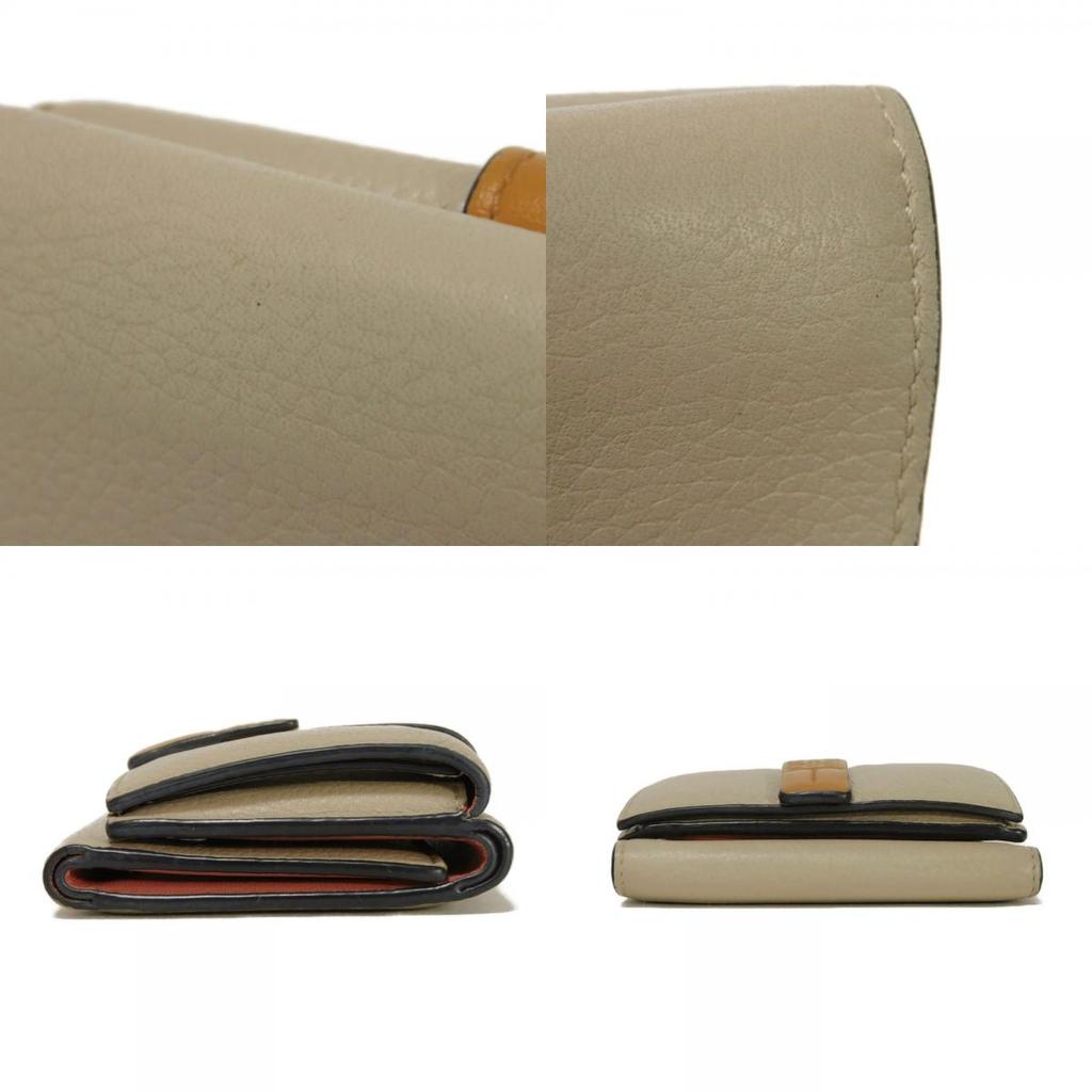 Used 12695 Trifold Wallet C660S26X03 7942 Honey Trio Color Greige Anagram Embossed Light Oat Unisex from Japan AUTHENTIC