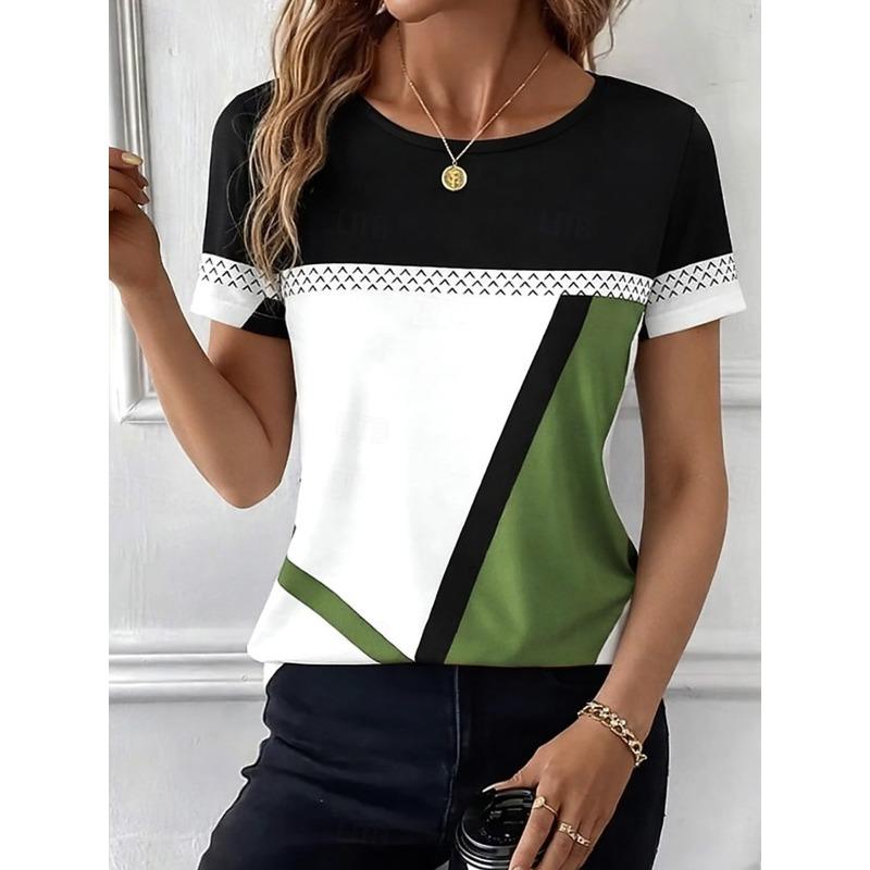 Women's T Shirt Print Abstract Vintage Short Sleeve Long Sleeve Crew Neck Round Neck Regular Tops