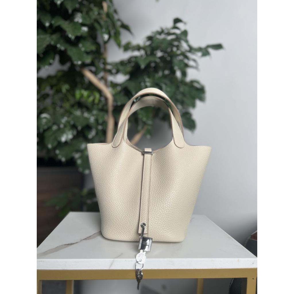 TC First Layer Cowhide Wax Thread Hand-sewn Vegetable Basket All-steel Hardware Brushed Oil Edge Handbag Craftsman Code