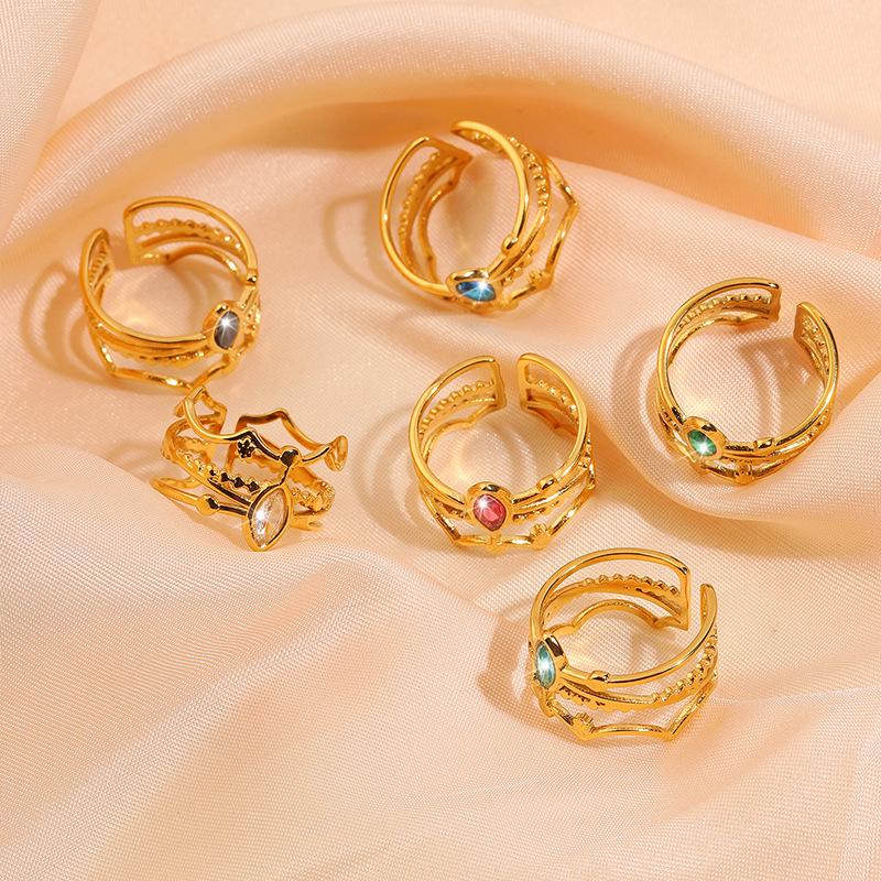 Light Luxury High-end Crown Colored Zircon Ring Does Not Fade Xiyin Hot-selling Couple Ring Jewelry