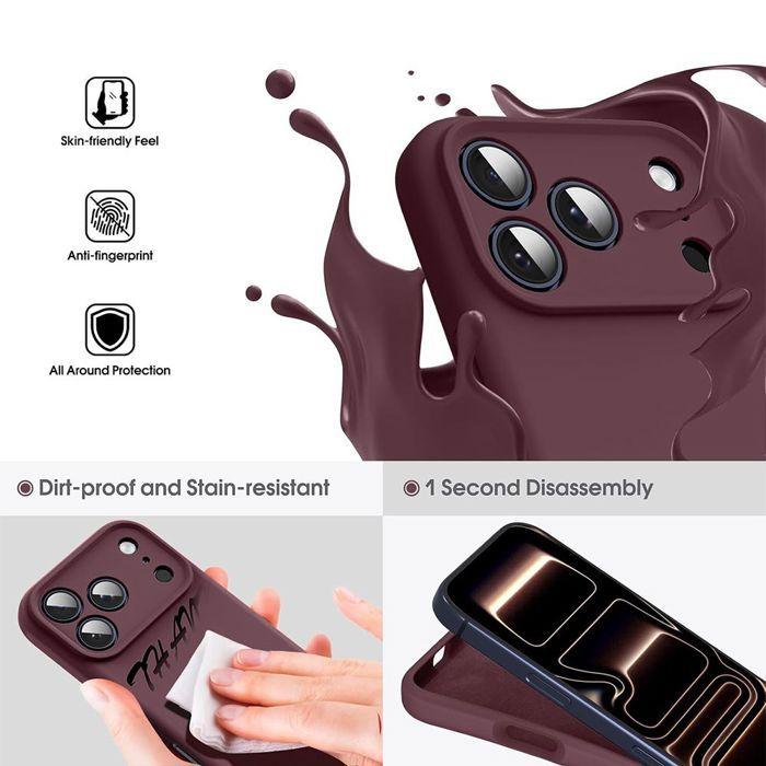 Coque pour iPhone 18 Pro Max, Protection Silicone Liquide Ultra Fine Léger Antichoc - Bordeaux
