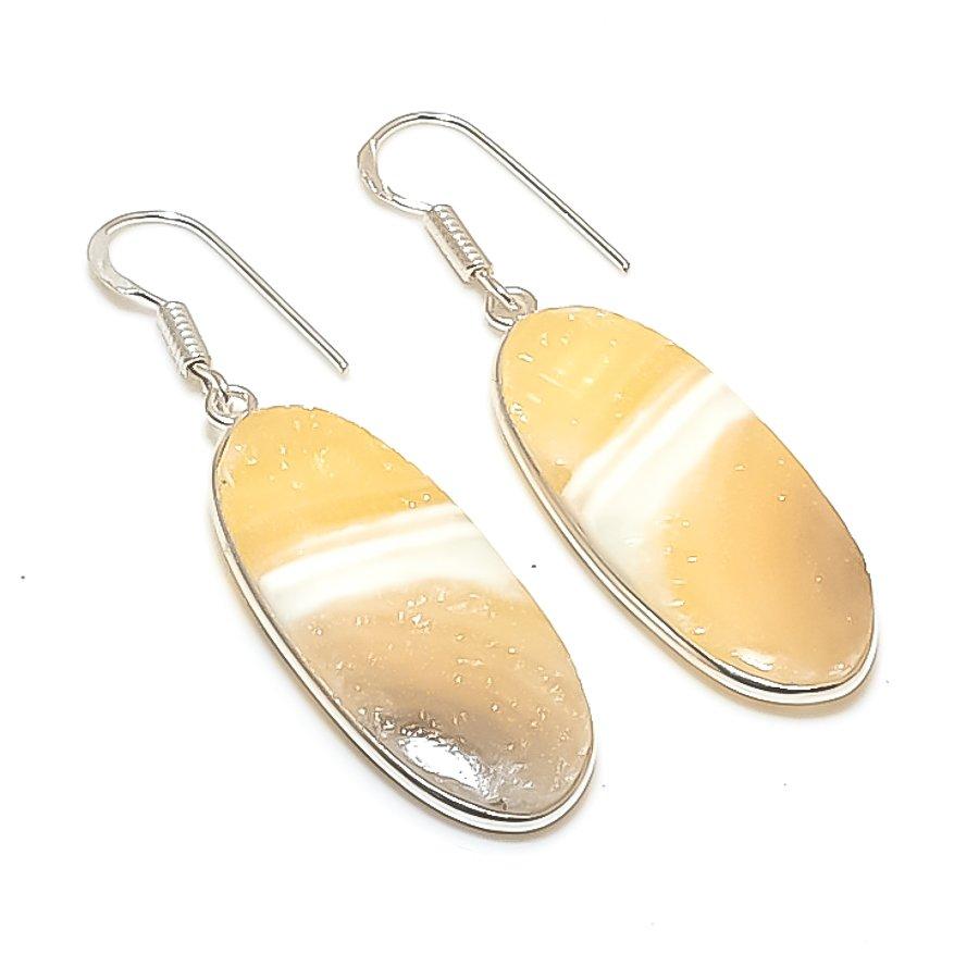 Natural Calcite Agate Gemstone 925 Sterling Silver Jewelry Earring 2.05  AE-11969