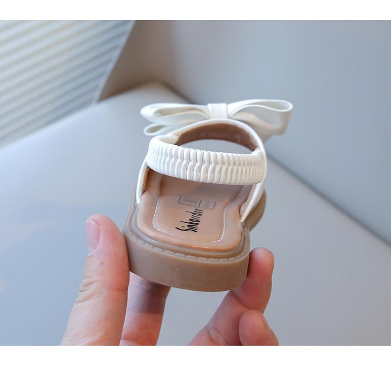 Summer Girls' Bowknot Fashion Sandals, Children's Princess Shoes, Soft-Soled Anti-Slip Beach Shoes.