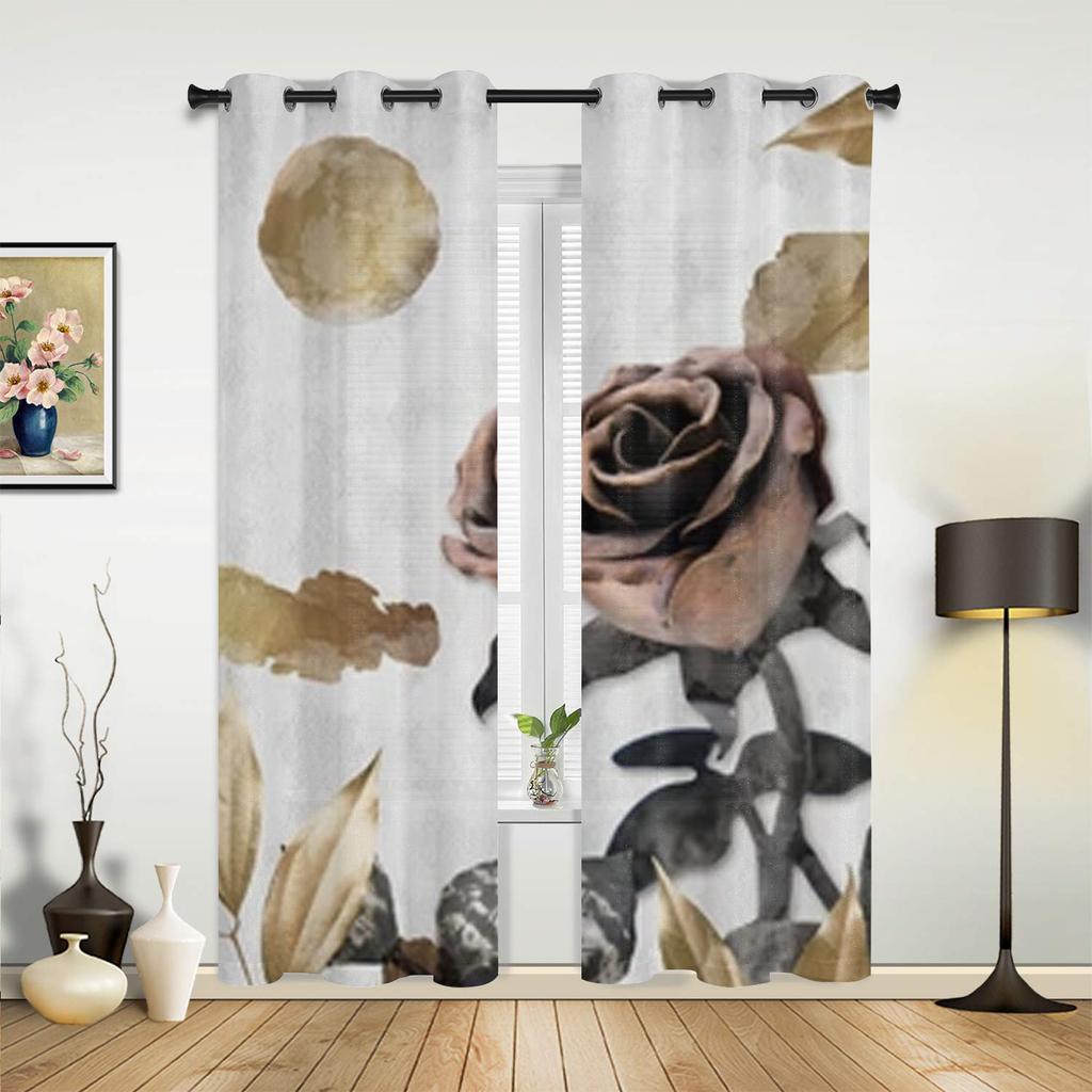 Vintage Dunkelrosa Buntglasfenster Vorhänge für Wohnzimmer Schlafzimmer Luxus Modern Küchenvorhänge Stoffdraperien