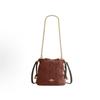 [Pre-Owned] Faye 18 Gold Logo Bucket Bag Suede Leather Smooth Leather Crossbody Shoulder Bag Mini Vintage Brown - New #CPC0BP