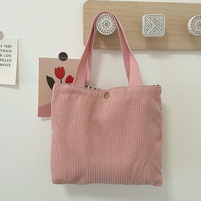 Borsa termica per il pranzo in velluto a coste tinta unita, portatile e con portaombrello
