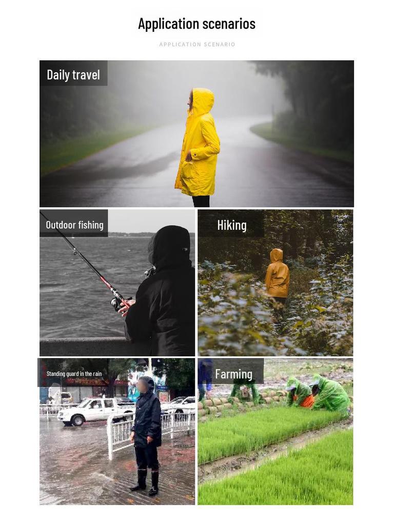 Adult Camouflage Waterproof Hiking Raincoat - Long, Lightweight, One-Piece with Reflective Strip