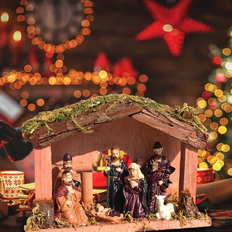 Set Presepio in Resina Statua della Natività Decorazione Natalizia per Decorazione della Casa