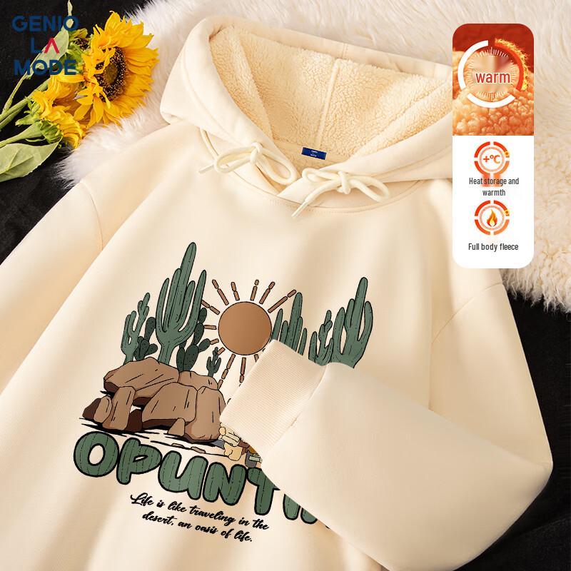 

GENIOLAMODE Men s Winter Lamb Fleece Lined Hooded Sweatshirt 2XL