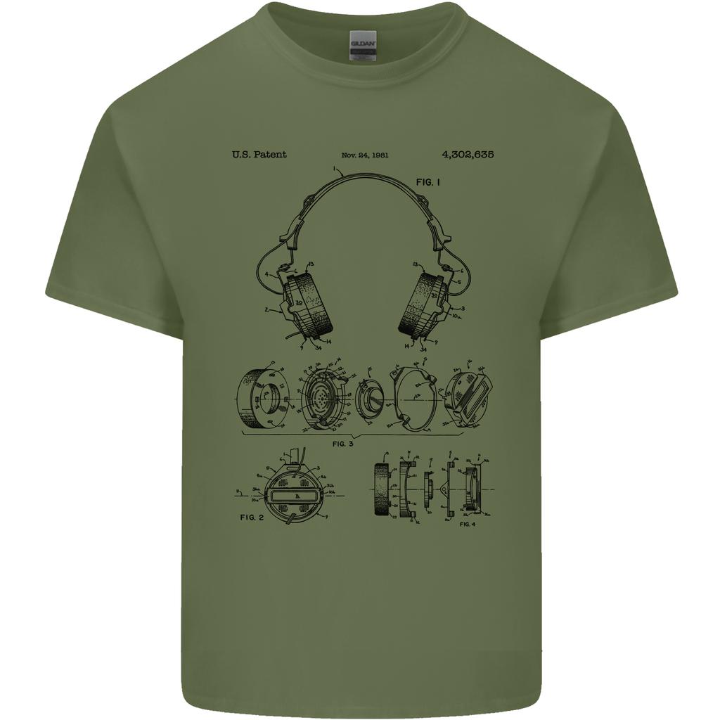 Headphones Patent Blueprint Dance Music DJ Unisexs Light Cotton TShirt