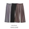 Kaslead New Women Clothes Western Style Versitile Fashion Flip Double Pleated Wide Leg Pants 4661439